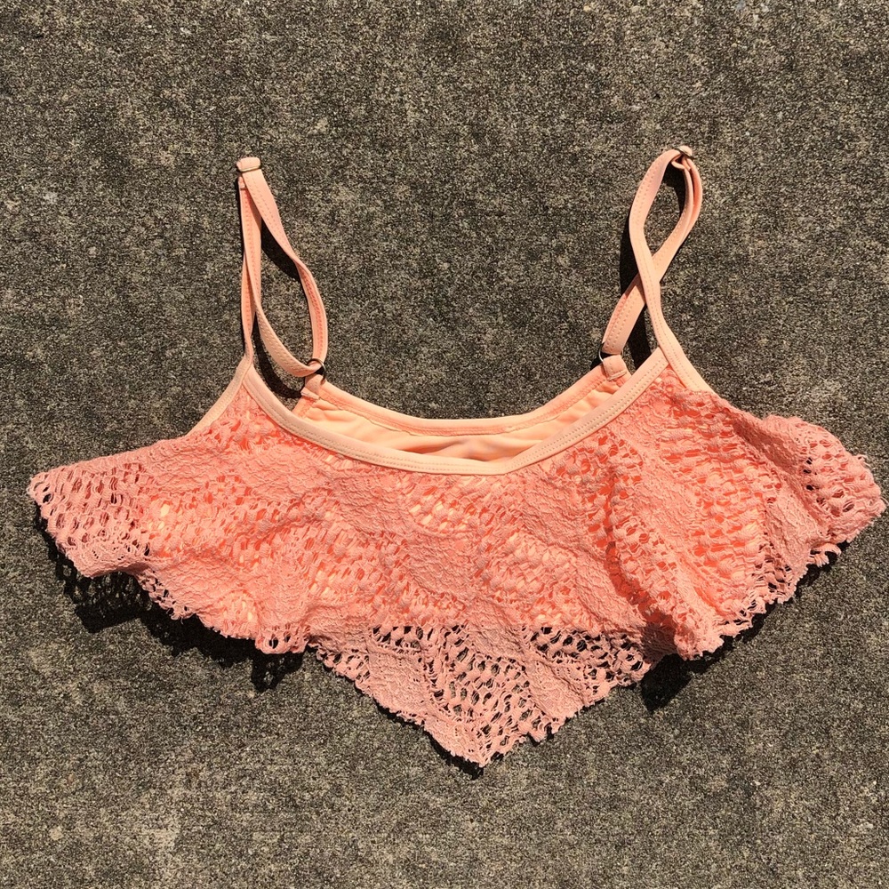 Orange lace bikini top